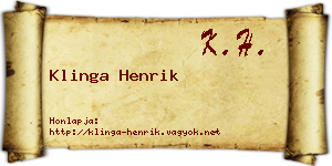 Klinga Henrik névjegykártya